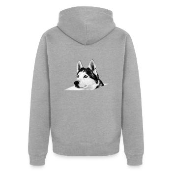 Husky - Unisex Premium Organic Zip Hoodie - heather grey - Back - Nico (187cm)