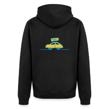 Taxi seitlich - V2 - Unisex Premium Bio Zip Hoodie - Schwarz - Hinten - Nico (187cm)
