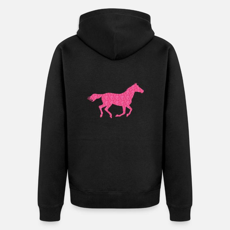 Glitzer Pferd - Unisex Premium Bio Zip Hoodie - Schwarz