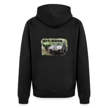 Hummer H1 Offroad Off-Road 4x4 Shirt - Unisex Premium Organic Zip Hoodie - black - Back - Nico (187cm)