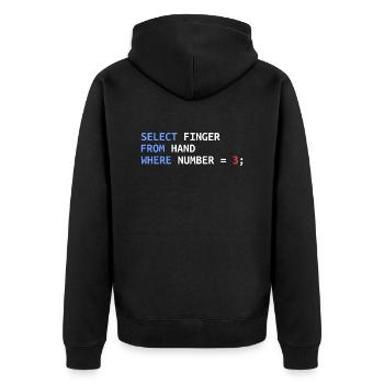 Cadeau drôle de développeur SQL de doigt moyen - Veste à capuche bio Premium Unisexe - noir - Dos - Nico (187cm)