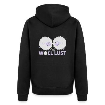 Woll Lust - Unisex Premium Bio Zip Hoodie - Schwarz - Hinten - Nico (187cm)
