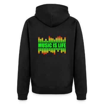 Music Is Life - La musique est la vie - Veste à capuche bio Premium Unisexe - noir - Dos - Nico (187cm)