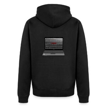 Laptop gehackt - Unisex Premium Bio Zip Hoodie - Schwarz - Hinten - Nico (187cm)