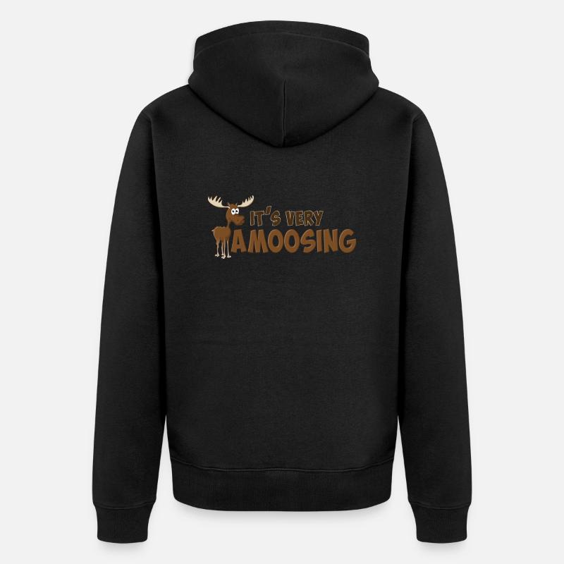 « C’est très Amoosing » L’orignal heureux. - Veste à capuche bio Premium Unisexe - noir