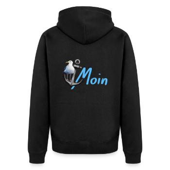 Möwe - Unisex Premium Bio Zip Hoodie - Schwarz - Hinten - Nico (187cm)