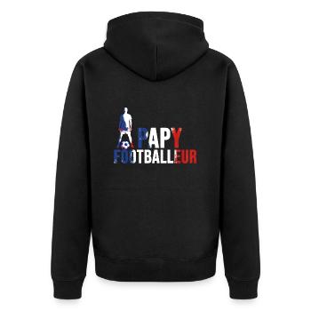 papy footballeur france - Veste à capuche bio Premium Unisexe - noir - Dos - Nico (187cm)