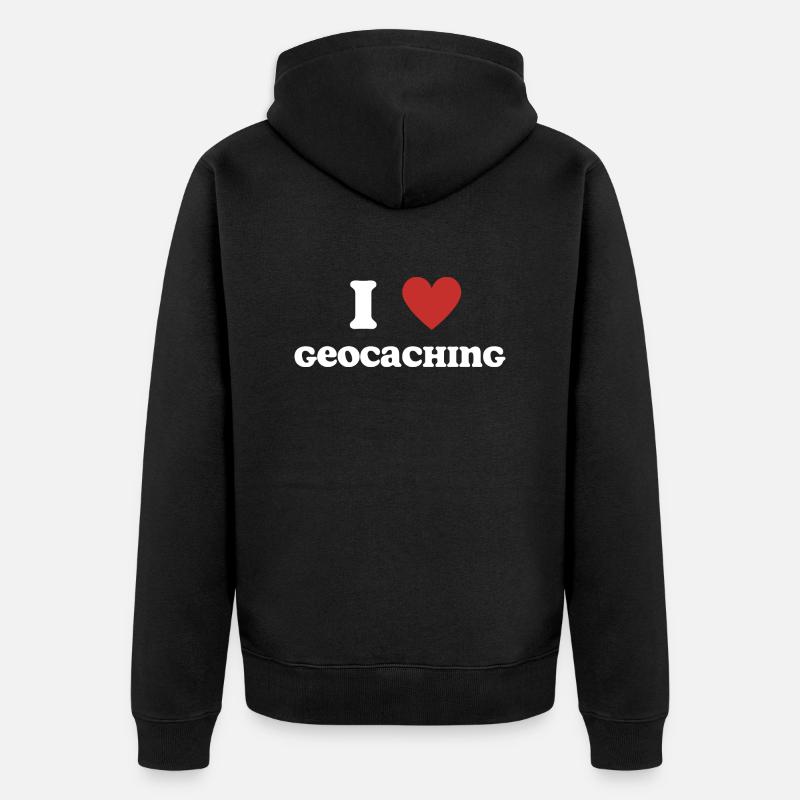 J’adore le géocaching - Veste à capuche bio Premium Unisexe - noir