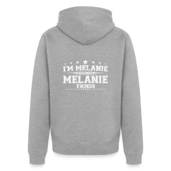 Melanie - Unisex Premium Organic Zip Hoodie - heather grey - Back - Nico (187cm)