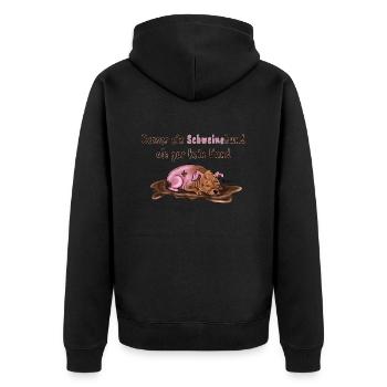 schweinehund - Unisex Premium Bio Zip Hoodie - Schwarz - Hinten - Nico (187cm)