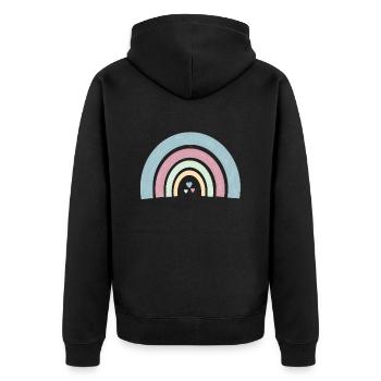 Arches colorées avec des cœurs aux couleurs pastel - Veste à capuche bio Premium Unisexe - noir - Dos - Nico (187cm)