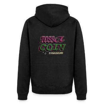 health informatics specialist clothing - Unisex Premium Bio Zip Hoodie - Schwarz - Hinten - Nico (187cm)