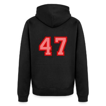 Cool Retro Retrostyle Jersey Number Back Number - Unisex Premium Organic Zip Hoodie - black - Back - Nico (187cm)