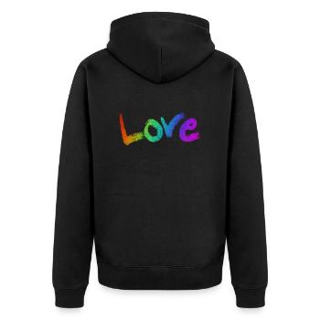 Texte d’amour Arc-en-ciel - Veste à capuche bio Premium Unisexe - noir - Dos - Nico (187cm)