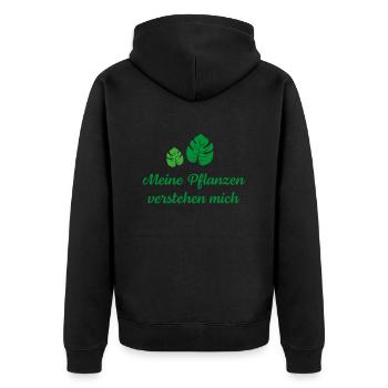 Meine Pflanzen verstehen mich - Unisex Premium Bio Zip Hoodie - Schwarz - Hinten - Nico (187cm)