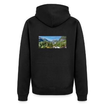 Geiranger panorama Storseterfossen Norway - Unisex Premium Organic Zip Hoodie - black - Back - Nico (187cm)
