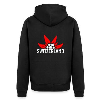 Swiss gentian - Unisex Premium Organic Zip Hoodie - black - Back - Nico (187cm)