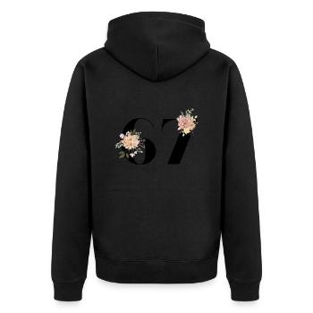 Blumen zum 67-jährigen Jubiläum (Geschenk von 67 Jahren) - Unisex Premium Bio Zip Hoodie - Schwarz - Hinten - Nico (187cm)