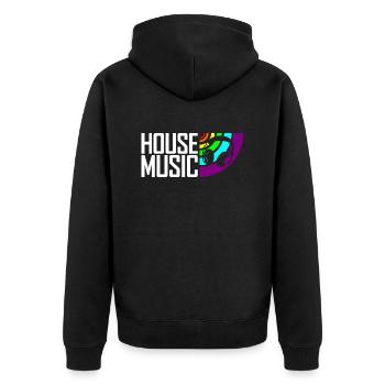 House Musik Kopfhörer LGBTQ+ - Unisex Premium Bio Zip Hoodie - Schwarz - Hinten - Nico (187cm)
