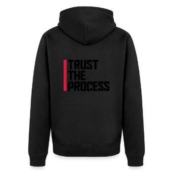 trust the process Quote - Unisex Premium Organic Zip Hoodie - black - Back - Nico (187cm)
