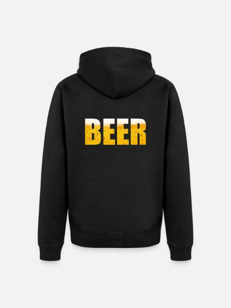 beer tshirt design drinking - Unisex Premium Organic Zip Hoodie - black