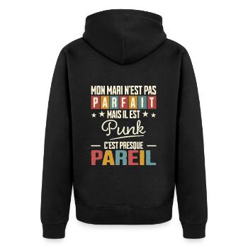 Humour Mari Pas Parfait Femme De Mari Punk - Veste à capuche bio Premium Unisexe - noir - Dos - Nico (187cm)