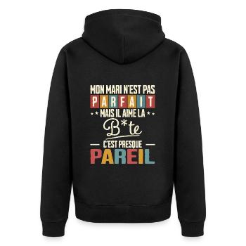 Humour Beauf Mari Pas Parfait Homme Mari - Veste à capuche bio Premium Unisexe - noir - Dos - Nico (187cm)