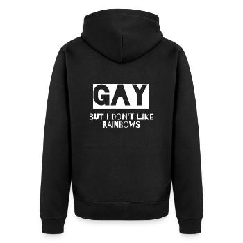 Gay mais je n’aime pas les arcs-en-ciel (blanc) - Veste à capuche bio Premium Unisexe - noir - Dos - Nico (187cm)