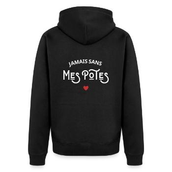 Jamais sans mes potes - Veste à capuche bio Premium Unisexe - noir - Dos - Nico (187cm)