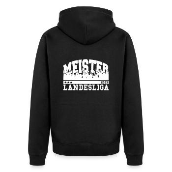 Aufsteiger 2023 Landesliga Aufstieg Fußball - Unisex Premium Bio Zip Hoodie - Schwarz - Hinten - Nico (187cm)