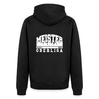Meister 2023 Oberliga Aufstieg Fußball - Unisex Premium Bio Zip Hoodie - Schwarz - Hinten - Nico (187cm)
