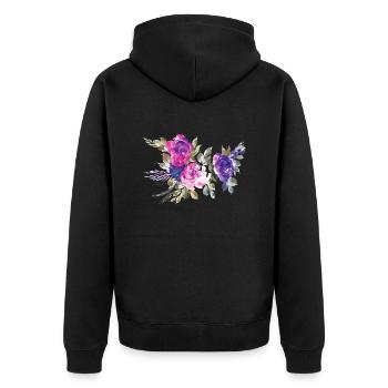 Flower Blume Pflanze - Unisex Premium Bio Zip Hoodie - Schwarz - Hinten - Nico (187cm)
