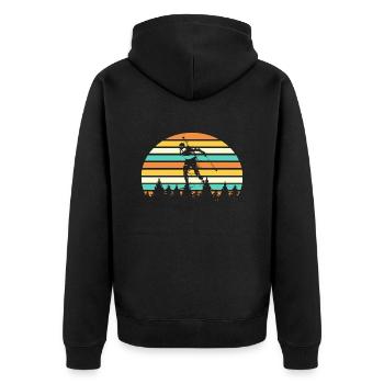 Biathlon Wintersport Retro - Unisex Premium Bio Zip Hoodie - Schwarz - Hinten - Nico (187cm)