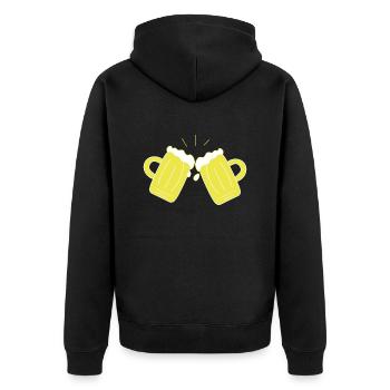 Bierkrug, Prost - Unisex Premium Bio Zip Hoodie - Schwarz - Hinten - Nico (187cm)