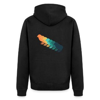 Retro-Küken - Unisex Premium Bio Zip Hoodie - Schwarz - Hinten - Nico (187cm)