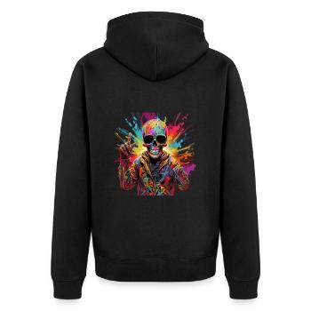 Cooler Skull Totenkopf für deinen coolen Look - Unisex Premium Bio Zip Hoodie - Schwarz - Hinten - Nico (187cm)