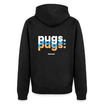 Für immer Möpse - Der Niedliche Begleiter - Unisex Premium Bio Zip Hoodie - Schwarz - Hinten - Nico (187cm)