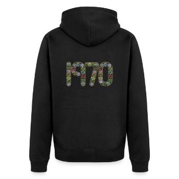 années 1970 vintage rétro des années 70 des années 50 né anniversaire année fête - Veste à capuche bio Premium Unisexe - noir - Dos - Nico (187cm)
