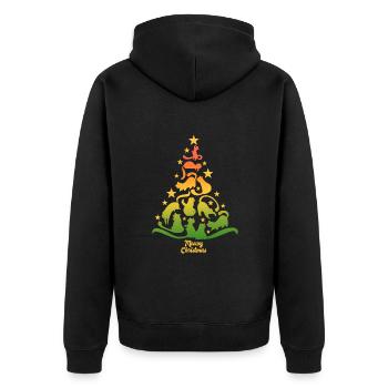Meowy Christmas - Cat - Christmas Tree Gift - Unisex Premium Organic Zip Hoodie - black - Back - Nico (187cm)