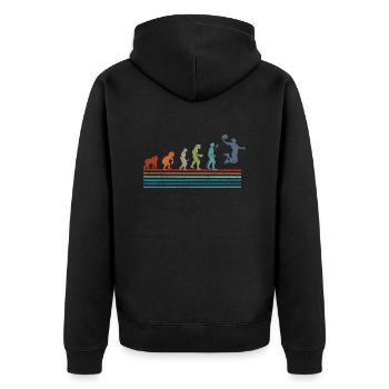 Retro Vintage Basketball Evolution - Unisex Premium Organic Zip Hoodie - black - Back - Nico (187cm)