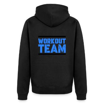 Workout Team - Unisex Premium Organic Zip Hoodie - black - Back - Nico (187cm)