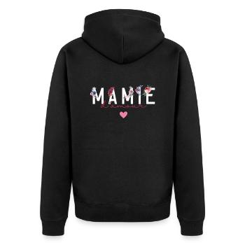 Mamie d’amour fleurs- idée cadeau mamie - Veste à capuche bio Premium Unisexe - noir - Dos - Nico (187cm)
