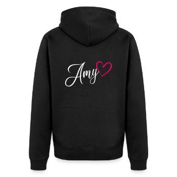 Amy Name Vorname Herz Pink - Unisex Premium Bio Zip Hoodie - Schwarz - Hinten - Nico (187cm)