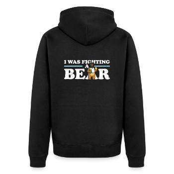 Hilarious Broken Arm Design. I Was Fighting A Bear - Unisex Premium Organic Zip Hoodie - black - Back - Nico (187cm)