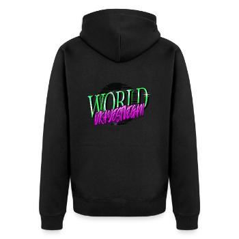 Vegetable Happy Vegan Statement Humor Joke Quote - Unisex Premium Organic Zip Hoodie - black - Back - Nico (187cm)