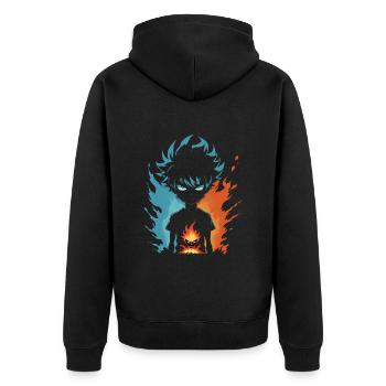 Garçon de flammes avec le pouvoir du masque - Veste à capuche bio Premium Unisexe - noir - Dos - Nico (187cm)