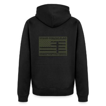 Army War Military Uniform Force Soldier Camouflage - Unisex Premium Organic Zip Hoodie - black - Back - Nico (187cm)