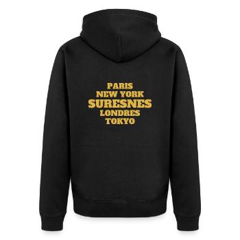 Suresnes Style - Unique streets, unique style. - Veste à capuche bio Premium Unisexe - noir - Dos - Nico (187cm)