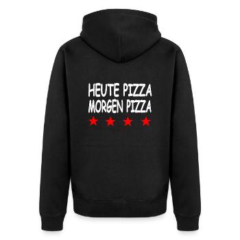 Pizza - Unisex Premium Bio Zip Hoodie - Schwarz - Hinten - Nico (187cm)