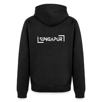 Singapur - Unisex Premium Bio Zip Hoodie - Schwarz - Hinten - Nico (187cm)